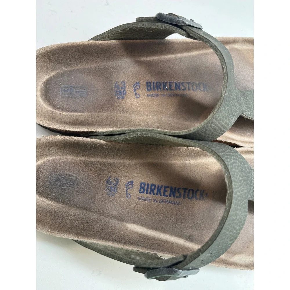Birkenstock Gizeh Olive Green Birko-Flor Thong Sandals Mens 43 L12 M10 Germany